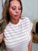 Ivory & Peach Striped Short Sleeve Top