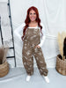 Brown Cowboy Motif Barrel Leg Overalls
