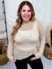 Floral Textured Mocha Mesh Long Sleeve Top