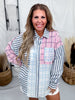 Blue & Pink Patchwork Patterned Button Down Shirt FINAL SALE