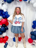 Patriotic Cherry Bow Graphic Midi Top