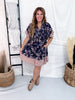 Navy Floral Paisley Dress With Puff Sleeves