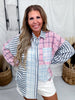 Blue & Pink Patchwork Patterned Button Down Shirt FINAL SALE