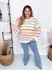 Chunky Knit Sweater With Multicolored Stripes