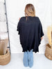 Black Ruffled Hem Open Front Cardigan