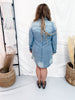 Long Sleeve Light Denim Button Front Shirt Dress