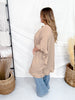 Khaki Ruffled Hem Open Front Cardigan
