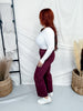 Saige Denim Burgundy Cropped Cuffed Straight Leg Jeans
