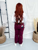 Saige Denim Burgundy Cropped Cuffed Straight Leg Jeans