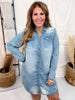 Long Sleeve Light Denim Button Front Shirt Dress