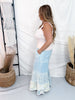 Square Neck Knit Tank Top With Ruffle Sleeves In Pale Peach
