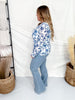 Navy Floral Long Sleeve Mesh Top