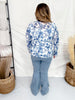 Navy Floral Long Sleeve Mesh Top