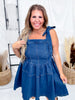 Dark Wash Denim Tie-Strap Mini Dress