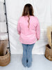 Pink Sweatshirt With "Merry" Pearl Front