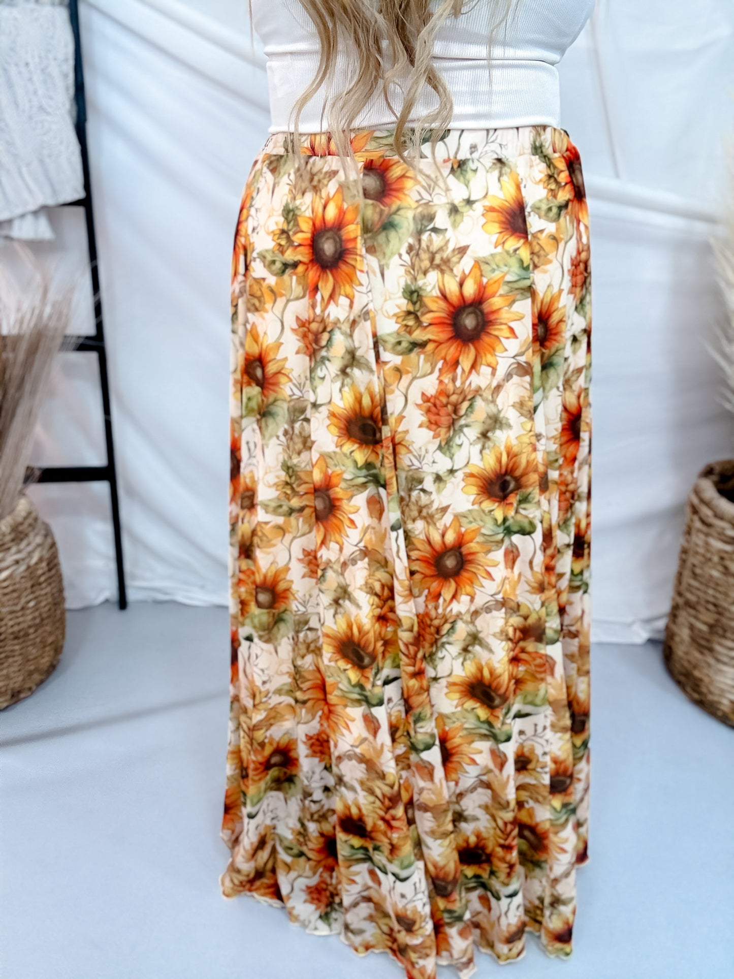 Golden Sunflower Maxi Skirt