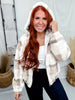 Cream & Brown Plaid Fleece Zip Up Hooded Jacket