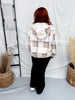 Cream & Brown Plaid Fleece Zip Up Hooded Jacket