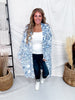 Blue Space Dyed Long Sleeve Cardigan Duster