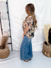Leopard & Floral Print Short Sleeve Mesh Top