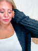 Black Open Front Popcorn Textured Cardigan