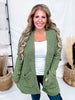 Olive Green Open Front Popcorn Textured Cardigan