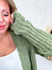 Olive Green Open Front Popcorn Textured Cardigan