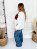 White Floral Warm Fall Floral Stitched Sweater