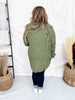 Olive Green Open Front Popcorn Textured Cardigan