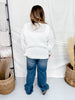 White Floral Warm Fall Floral Stitched Sweater