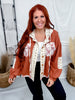 Mixed Print Chestnut Button Front Jacket
