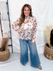 Long Sleeve Horse Print Mesh Top With Mock Neckline