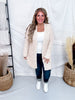 Taupe & Pink Popcorn Knit Open Front Cardigan