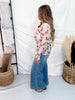 Long Sleeve Horse Print Mesh Top With Mock Neckline