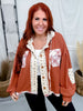 Mixed Print Chestnut Button Front Jacket