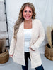 Taupe & Pink Popcorn Knit Open Front Cardigan