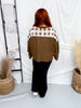Patchwork Crochet Sleeve Waffle Knit Top W/ Contrast Mixed-Media Panels