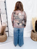 Vintage Western Newspaper Print Long Sleeve Mesh Top