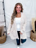 Open Front Popcorn Textured Cardigan In Cream
