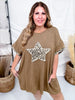 Washed Leopard Denim Star Patch T-Shirt Dress
