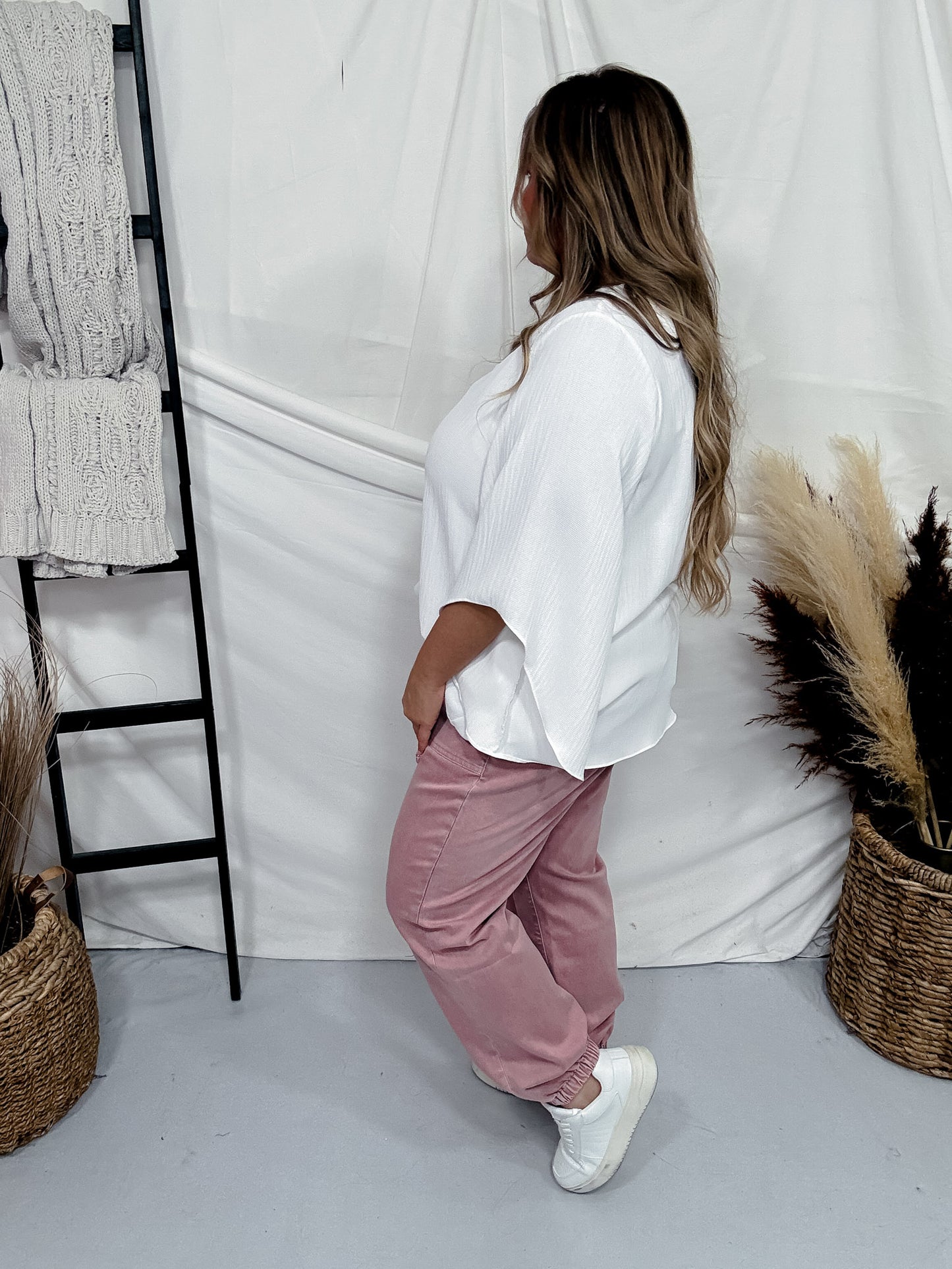 Mica Denim Rustic Pink High-Rise Jogger Crop