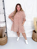 Floral Print Mocha Cotton Gauze Shirt Dress