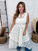 Cream Lace Button Front Duster With High-Low Hemline