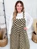 Mocha & Black Checkerboard Wide Leg Overalls