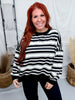 Gray & Black Striped Crewneck Pullover Sweatshirt