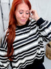 Gray & Black Striped Crewneck Pullover Sweatshirt