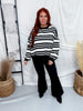 Gray & Black Striped Crewneck Pullover Sweatshirt