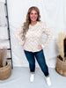 Beige Plaid Sheer Button Front Top