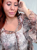 Floral & Leopard Print Chiffon Top With Ruffled Bell Sleeves