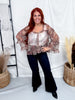 Floral & Leopard Print Chiffon Top With Ruffled Bell Sleeves